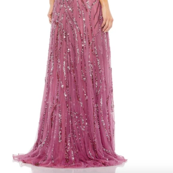 MAC DUGGAL 5445 CAP SLEEVE EMBELLISHED EVENING PLUM MULTI GOWN sz 8 - Picture 6 of 7